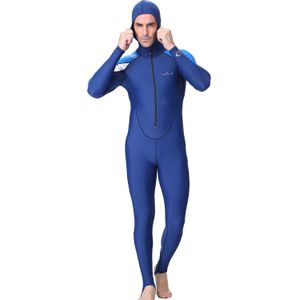 Mannen Hooded Duikpak Lange Full Body Scuba Wetsuit Surf Zwemmen Jumpsuit mannen Duikpak Badpak Blauw Mode