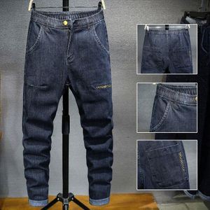 Mannen Jeans Overalls Mannelijke Persoonlijkheid Blauw Denim Student Harembroek Elastische Stretch Slim Voeten Broek Super Plus Size 6XL,5018