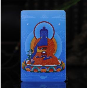 Collectie Tibetaans Boeddhisme Prachtige Schilderij Amulet Thangka Apotheker Geneeskunde Boeddha Veilig En Goede Luck Card
