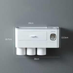Badkamer Tandenborstel Houder Magnetische Omgekeerde Tandpasta Dispenser Muurbevestiging Make Storage Rack Badkamer Accessoires Set