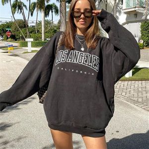 Vintage Brief Print Crew Neck Sweatshirt Herfst Zwarte Harajuku Oversized Voor Vrouwen Sweatshirt Streetwear Casual Losse Lange Top