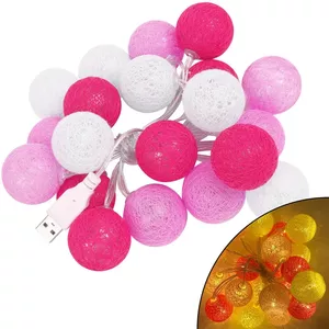 LED lichtslinger met katoenen ballen, bruin | Voordelig bij