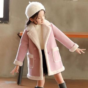 Winter Wollen Jas Voor Meisje 2022 Plus Fluwelen Verdikking Warm Houden Mode Jas Patchwork Casual Parka Kinderkleding