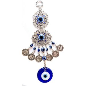 Turkse Blauw Oog Hanger Evil Eye Amulet Muur Opknoping Geluk Sieraden Ronde Water Royal Blue Delicate