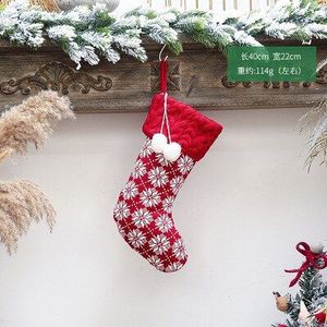 Rode Kous Gebreide Sokken Voor Home Decoratie Kerst Cadeau Zak Snoep Zakken Bag Kerstsok Ornamenten