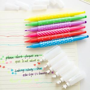 6 Stks/partij Double Side Markeerpen Kleur Marker Stempel Decoratie Scrapbooking Briefpapier Office Materiaal Schoolbenodigdheden F689