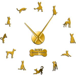 Ibizan Hound Grote Mute Wandklok Spanje Hond Ras Podenco Ibicenco Hond Huisdieren Moderne Horloge Home Decor Diy Wall Art muurstickers