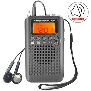 Yorek Draagbare Mini Fm/Am Radio Speaker Muziekspeler Met Wekker Lcd Digitale Display Ondersteuning Batterij En Usb aangedreven