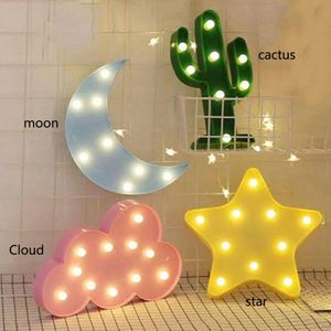Mooie LED 3D Licht Cloud Star Moon Night Light Kids Speelgoed Voor Baby Kinderen Slaapkamer Tolilet Lamp Decoratie Indoor verlichting