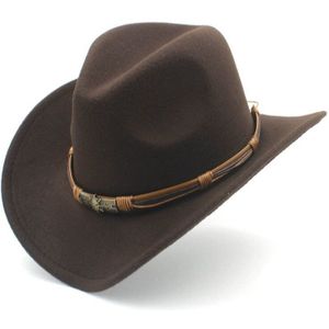 Mistdawn vrouwen mannen Wol Western Cowboyhoed Gentleman Dames Cowgirl Jazz Sombrero Cap Mode Riem Maat 56-58 CM