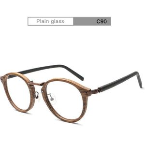 Hdcrafter Recept Brillen Frames Voor Mannen En Vrouwen Retro Ronde Houtnerf Optische Glazen Frame Met Clear Lens