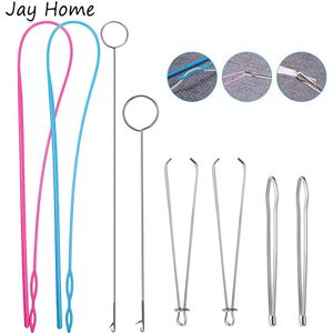 8Pcs Naaien Threader Gereedschap Set Inclusief Naaien Loop Turner Flexibele Trekkoord Threader Metalen Pincet Elastische Band Threader
