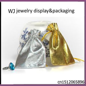Zilver/Golden 100 Pcs Kleine Organza Verpakking Sieraden Pouch Koord Bag Pounches Sieraden Xmas Bag