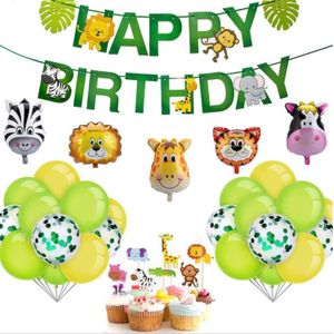 Bos Dier Thema Party Decoratie Dier Verjaardag Vlag Party Pak Jungle Dier Aluminium Folie Ballon