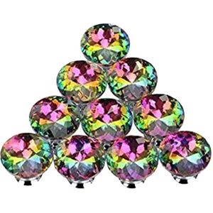 Top10Pcs 30Mm Kleurrijke Crystal Knoppen Glas Kast Knoppen Lade Trekt Handvat Voor Thuis Kabinet Lade En Dressoir