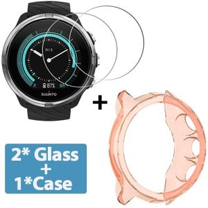 2 + 1 Protector Case + Screen Protector Voor Suunto 9 Smart Watch Soft Tpu Beschermhoes Shell Gehard Glas Film
