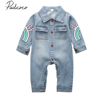 Baby Lente Herfst Kleding Peuter Baby Jongens Kids Giraffe Denim Stof Romper Rainbow Winter Outfits Lange Mouwen Kleding