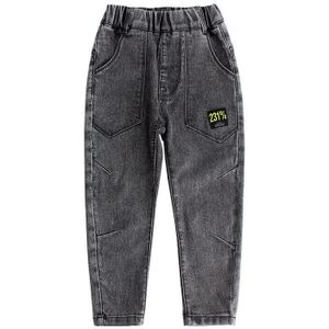 Voorjaar Mode Grijs-Zwart 4-16Years Tiener Jongens Jeans Slanke Grote Pocket Broek Kinderen Jeans Casual Broek Kleding