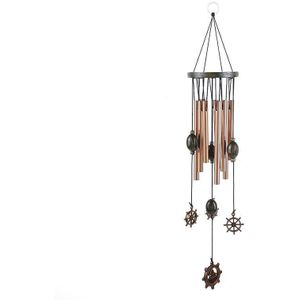 1Pc Hout Massief Wind Chime Retro Metalen 9 Buis Wind Chime Ornamenten Creatieve Huis Tuin Ambachten Roer Anker Liefde hanger