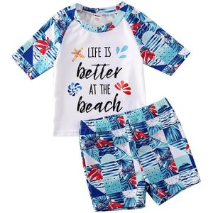 1-5Years 2 Stuks Zwemkleding Voor Peuter Baby Boy Kid Korte Mouw Tops + Boot Shorts Zomer Badmode Badmode