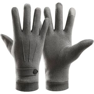 Mannen Winter Warm Touchscreen Faux Suede Handschoenen Pluche Voering Gebreide Manchet Wanten X7JB