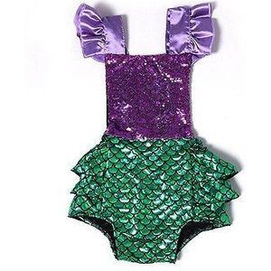 Mermaid Sequin Romper Zomer Kind Meisje Jumpsuit Groen Mermaid Meisjes Rompertjes Pasgeboren Kleding Outfits Sunsuit 0-24 M