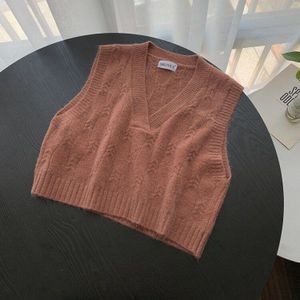 Koreaanse Solid Gebreide Trui Vest Voor Vrouwen Basic V-hals Zoete Meisjes Herfst Zachte Gebreide Vest Truien 7 Kleuren