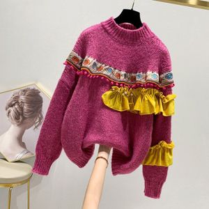 Neploe Coltrui Truien Trui Vrouwen Herfst Winter Koreaanse Losse Patchwork Kralen Pull Femme Twist Knit Sueter Top