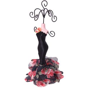 Mermaid Lady Mannequin Sieraden Tree Stand Display Houder Boog W/Bloemenprint