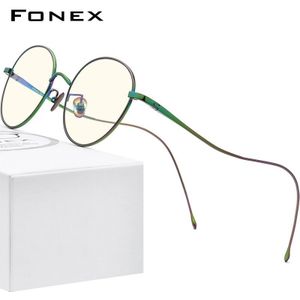 FONEX Anti Blauw Licht Blokkeren Bril Vrouwen Vintage Ronde Antiblue Stralen Computer Pure Titanium Brillen Mannen FAB017