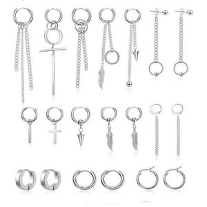 20 Stks/set Kpop Dna Koreaanse Oorbellen Rvs Ketting Veer Idol Mannen Vrouwen Rock Grunge Hipster Punk Stud Oorbellen Unisex