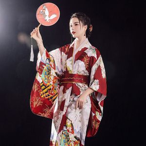 Japanse Traditionele Kimono Voor Vrouwen Herfst Winter Lange Mouw Losse Afdrukken Pyjama Dames Stage Performance Cosplay Kostuum
