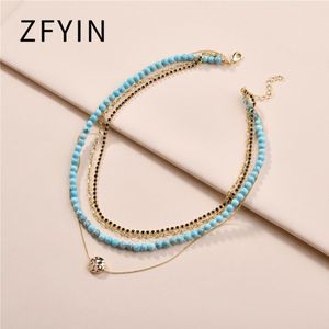 Luna Chiao Zomer Sieraden Multi Gelaagde Natuursteen Kralen Strand Ketting Vrouwen Gelaagdheid Statement Ketting