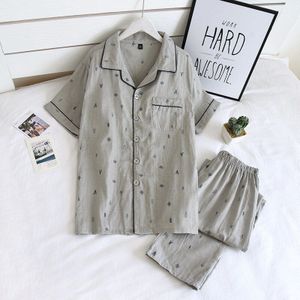 Mannen Zomer Korte Mouwen Pyjama Set Katoenen Pyjama Pijamas 2 Stuks Nachtkleding Set Zachte Comfortabele