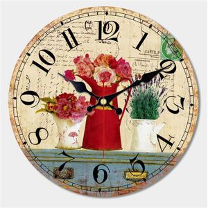 MEISTAR 9 Patronen Vintage Bloem Ronde Klok Stille Home Decor Studie Cafe Office Horloges Grote Art Wandklokken 6 inch