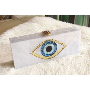 Effen Zwart Patchwork Glitter Evil Eye Acryl Pvc Plastic Doos Dame Zomer Strand Reizen Avond Handdoeken Vrouwen Acryl Tassen Handtassen