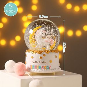 Crystal Ball Leuke LED Lamp Muziekdoos Paard Maan Regenboog Sneeuwen Kid Meisje Woondecoratie Accessoires Ornamenten Bj- ydjs
