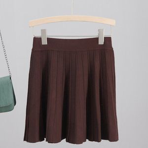 Gigogou Herfst Winter Gebreide Trui Geplooide Rokken Vrouwen Mini Paraplu Rok Strechable Hoge Taille A-lijn Boven De Knie Rok