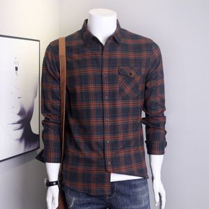 Herfst En Winter Dikke Mannen Lange Mouwen Frosted Warme Comfortabele Flanel Plaid Casual Shirts Plus Size S-5XL 6XL