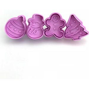 4pcs 3D Cookie Cutter Molud Kerst Suiker ambachtelijke Fondant Cakevorm Baby Speelgoed Biscuit Stempel pasen Party Decoratie Bakken gereedschap