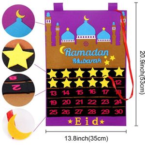 Eid Mubarak 30 Dagen Advent Kalender Opknoping Vilt Countdown Kalender Voor Kinderen Ramadan Party Decoraties Levert