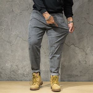 Groot Formaat Jeans Mannen Plus Size Losse Mannelijke Stretch Slim Voeten Mannen Hoge Taille Oversized Grijs