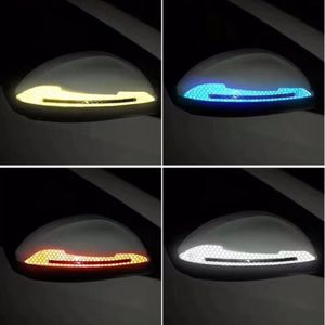 HYZHAUTO 2Pcs Auto Achteruitkijkspiegel Veiligheid Waarschuwing Tape Koolstofvezel Reflecterende Sticker Trim Anti-Collision Strips