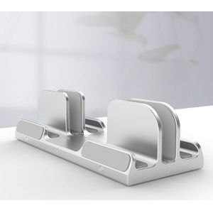 2 In 1 Verticale Laptop Opslag Rotsen En Laptop Stand Riser Aluminium Verstelbare Dual Verticale Laptop Stand