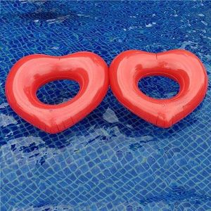 220*110 CM Giant Dubbele Hart Zwemmen Ring Voor Vrienden Lover Opblaasbaar Zwembad Float Rode Liefde Water Speelgoed Air matras boia piscina