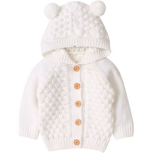 Peuter Baby Kids Jongen Meisjes Gebreide Jas Trui Katoen Gebreide Baby Kids Oor Hooded Uitloper Winter Trui Vest 6- 24M