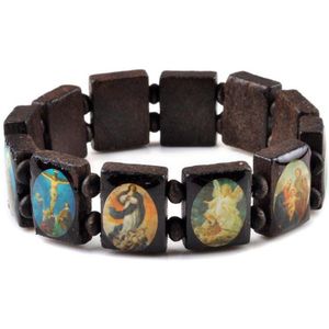 5 stks/partij Kinderen Armbanden Jongen Meisje Houten Jezus Saints Rozenkrans Religieuze Armbanden Armbanden Sieraden