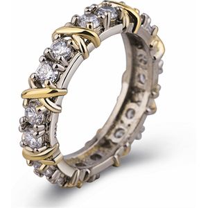 Sterling Zilveren Kruis Volledige Diamanten Ring Platina Band Ring Voor Vrouwen Meisje Promise Ring Zirkoon Sieraden Dual Plating XR-H