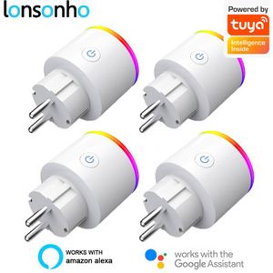 4 Pcs Lonsonho Smart Plug Wifi Smart Socket Met Rgb Nachtlampje Eu Uk Us Au Jp Plug Tuya Smartlife alexa Google Home Compatibel