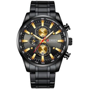 Curren Horloge Voor Mannen Top Black Gold Quartz Sport Horloge Heren Chronograaf Klok Datum Roestvrij Staal Mannelijke Horloges
